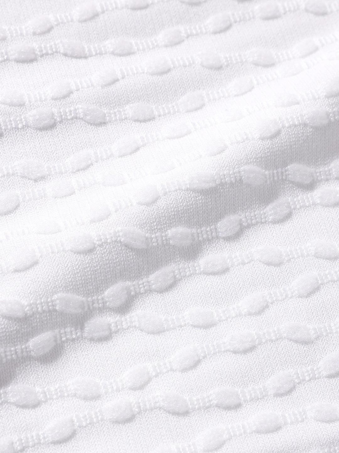 Men's White Boxy Fit Textured Resort Wear T-Shirt