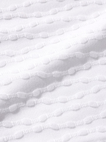 Men's White Boxy Fit Textured Resort Wear T-Shirt