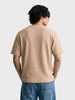 Men's Beige Boxy Fit Textured Resort Wear T-Shirt