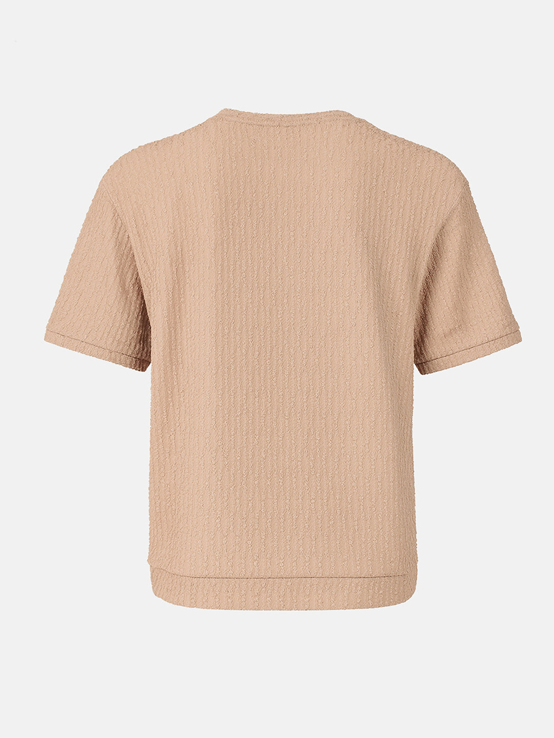 Men's Beige Boxy Fit Textured Resort Wear T-Shirt