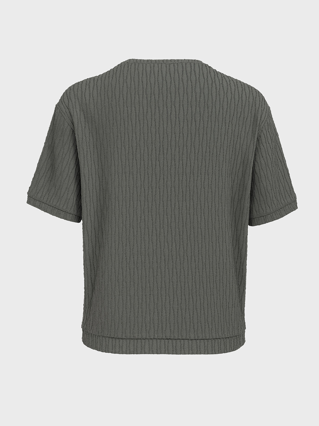 Men's Green Boxy Fit Textured Resort Wear T-Shirt
