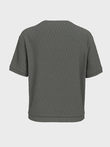 Men's Green Boxy Fit Textured Resort Wear T-Shirt