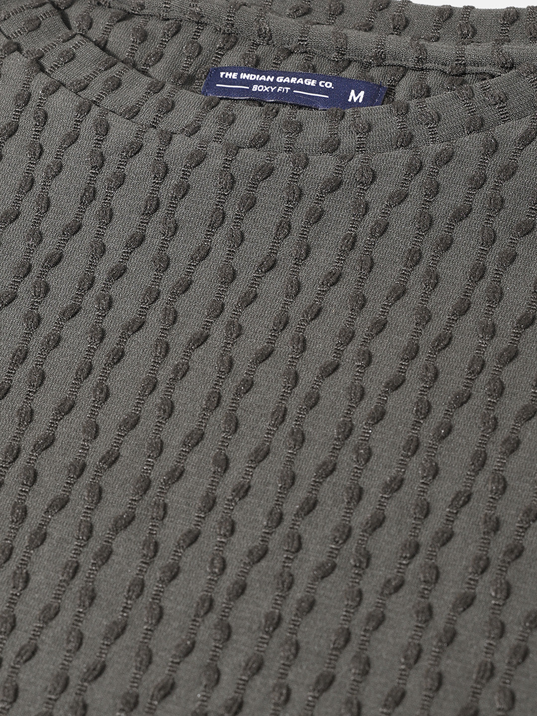 Men's Green Boxy Fit Textured Resort Wear T-Shirt