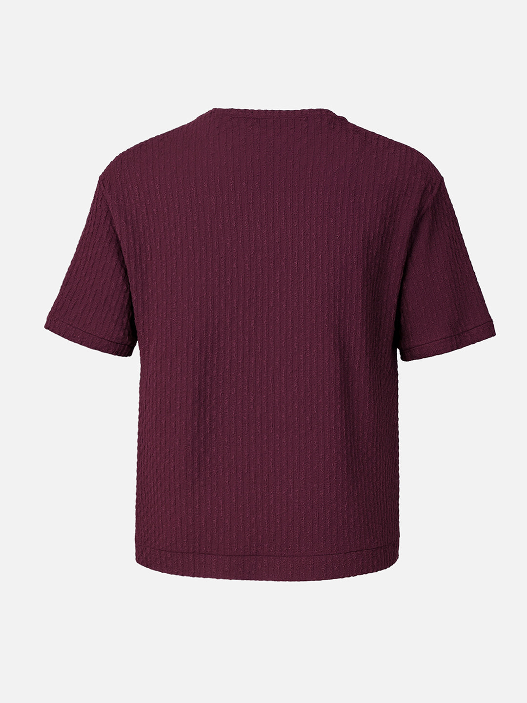 Men's Maroon Boxy Fit Textured Resort Wear T-Shirt