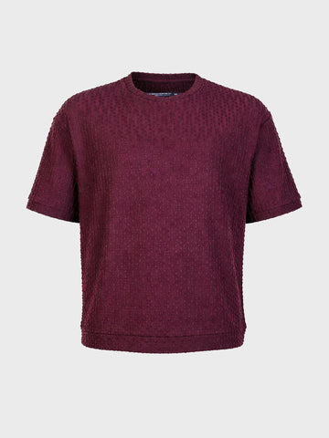 Men's Maroon Boxy Fit Solid Resort Wear T-Shirt