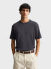 Men's Grey Boxy Fit Textured Resort Wear T-Shirt