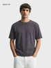 Men's Grey Boxy Fit Textured Resort Wear T-Shirt