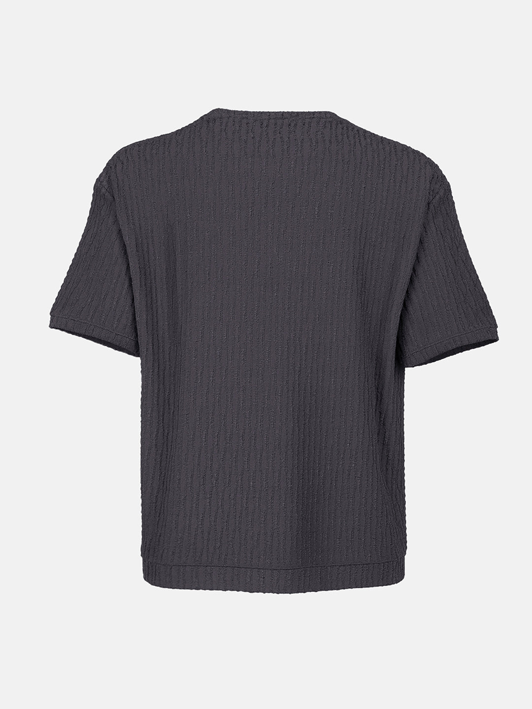 Men's Grey Boxy Fit Textured Resort Wear T-Shirt