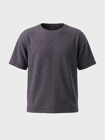 Men's Grey Boxy Fit Textured Resort Wear T-Shirt