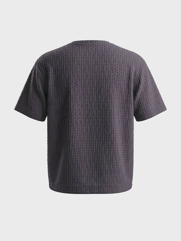 Men's Grey Boxy Fit Textured Resort Wear T-Shirt