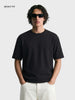 Men's Black Boxy Fit Textured Resort Wear T-Shirt