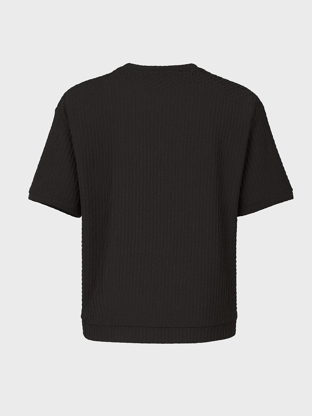 Men's Black Boxy Fit Textured Resort Wear T-Shirt