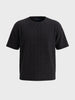 Men's Black Boxy Fit Textured Resort Wear T-Shirt