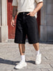Men's Black Wide Leg Fit Solid Retro Wear Shorts