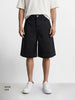 Men's Black Wide Leg Fit Solid Retro Wear Shorts
