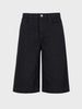 Men's Black Wide Leg Fit Solid Retro Wear Shorts