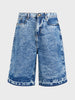 Men's Blue Wide Leg Fit Solid Retro Wear Shorts