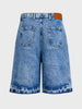 Men's Blue Wide Leg Fit Solid Retro Wear Shorts