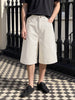 Men's White Wide Leg Fit Solid Retro Wear Shorts