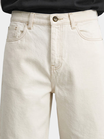 Men's White Wide Leg Fit Solid Retro Wear Shorts