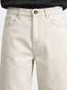 Men's White Wide Leg Fit Solid Retro Wear Shorts