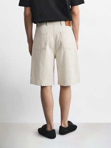 Men's White Wide Leg Fit Solid Retro Wear Shorts