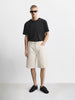 Men's White Wide Leg Fit Solid Retro Wear Shorts