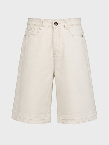 Men's White Wide Leg Fit Solid Retro Wear Shorts