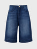 Men's Blue Wide Leg Fit Solid Retro Wear Shorts
