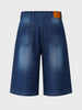 Men's Blue Wide Leg Fit Solid Retro Wear Shorts
