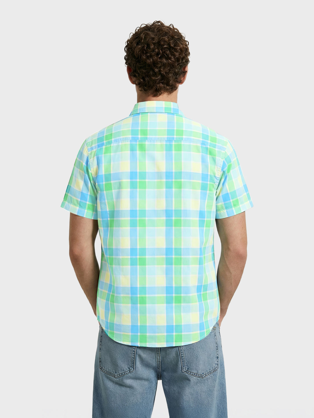 Men's Green Slim Fit Checked Casual Shirt