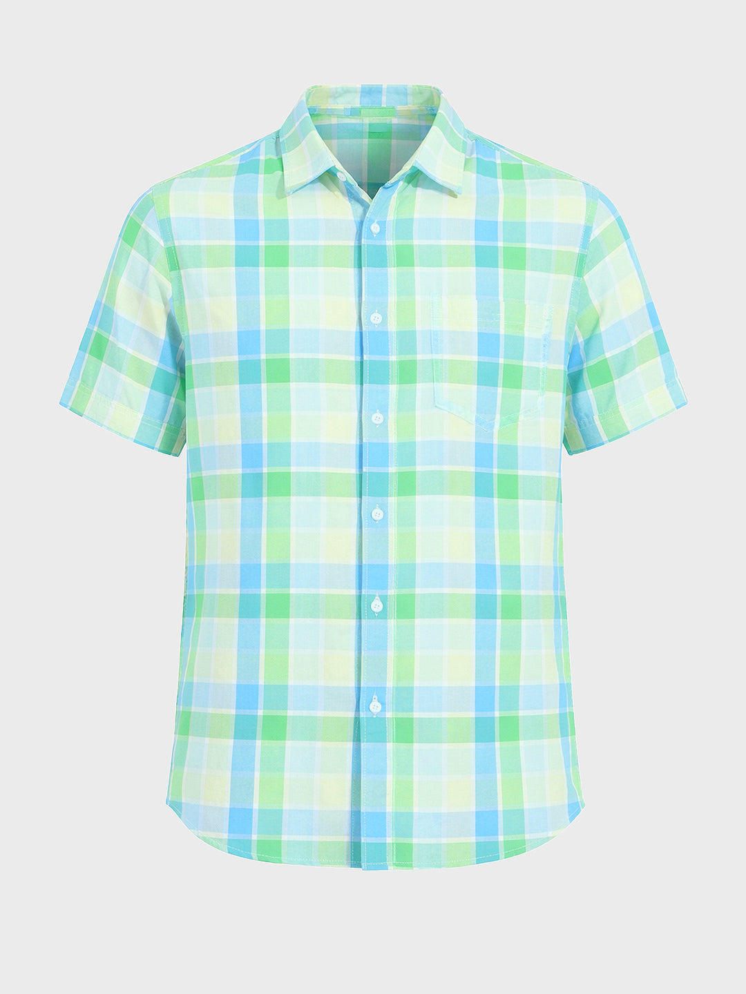 Men's Green Slim Fit Checked Casual Shirt