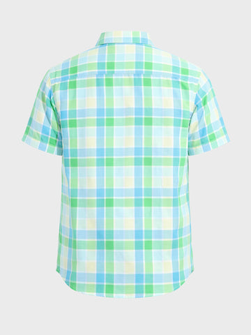 Men's Green Slim Fit Checked Casual Shirt