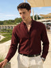 Men's Maroon Slim Fit Textured Party Wear Shirt