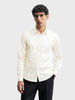 Men's Cream Slim Fit Party Wear Solid Shirt