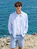 Men's Blue Relaxed Fit Striped Casual Shirt