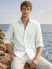Men's Mint Blue Relaxed Fit Striped Casual Shirt