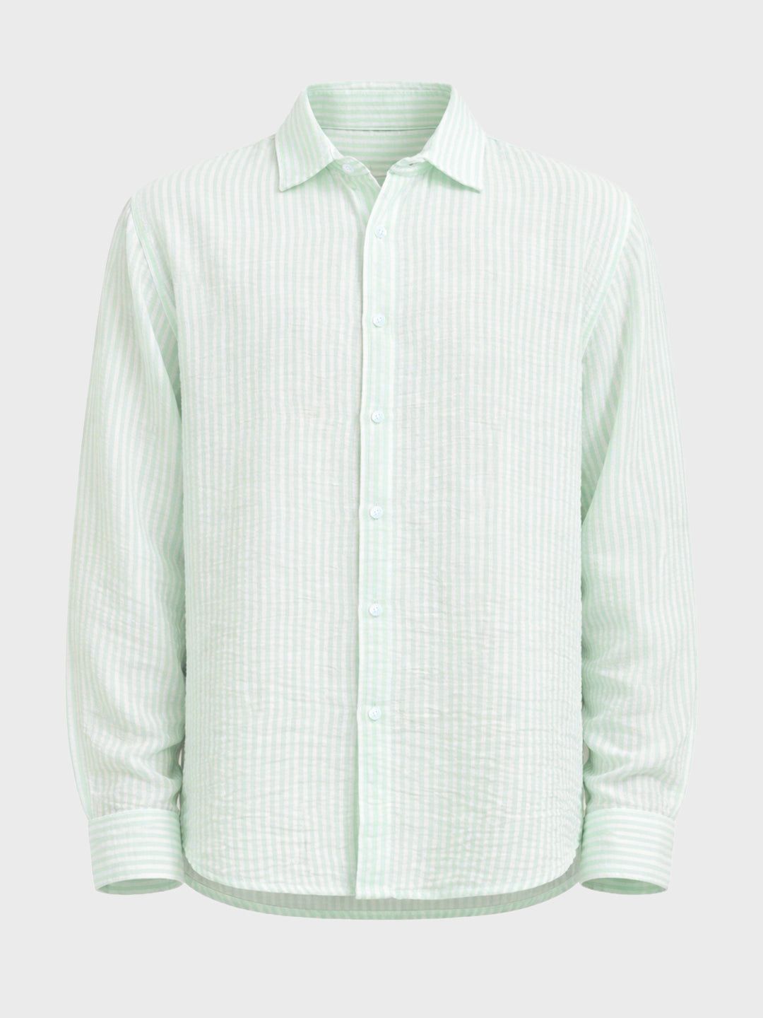 Men's Mint Blue Relaxed Fit Striped Casual Shirt