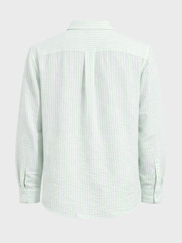 Men's Mint Blue Relaxed Fit Striped Casual Shirt