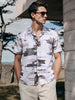 Men's Grey Relaxed Fit Printed Resort Wear Shirt