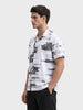 Men's Grey Relaxed Fit Printed Resort Wear Shirt