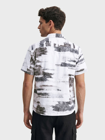 Men's Grey Relaxed Fit Printed Resort Wear Shirt