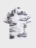 Men's Grey Relaxed Fit Printed Resort Wear Shirt