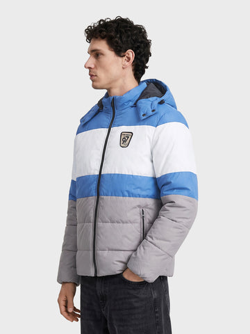 Men's Grey Slim Fit Colourblocked Casual Jacket