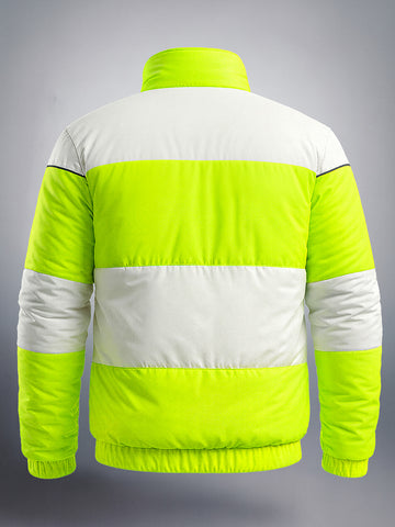 Men's Green Slim Fit Colourblocked Casual Winter Jacket