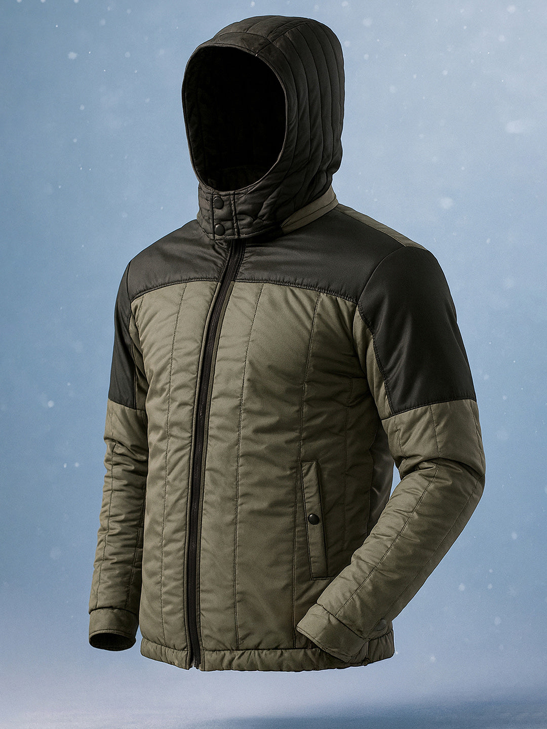 Men's Olive Green Slim Fit Solid Casual Jackets