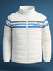 Men's White Slim Fit Colourblocked Casual Winter Jacket