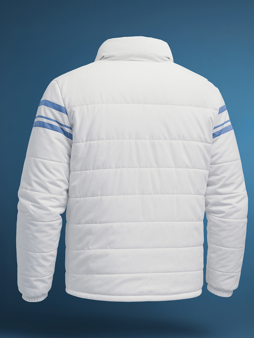 Men's White Slim Fit Colourblocked Casual Winter Jacket