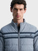 Men's Grey Slim Fit Colourblocked Casual Jacket