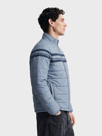 Men's Grey Slim Fit Colourblocked Casual Jacket